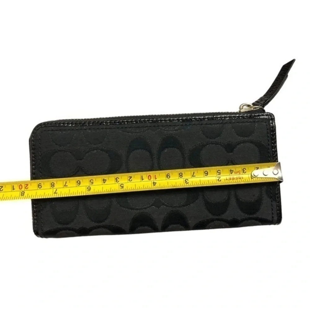 Coach signature black glittery zipper wallet